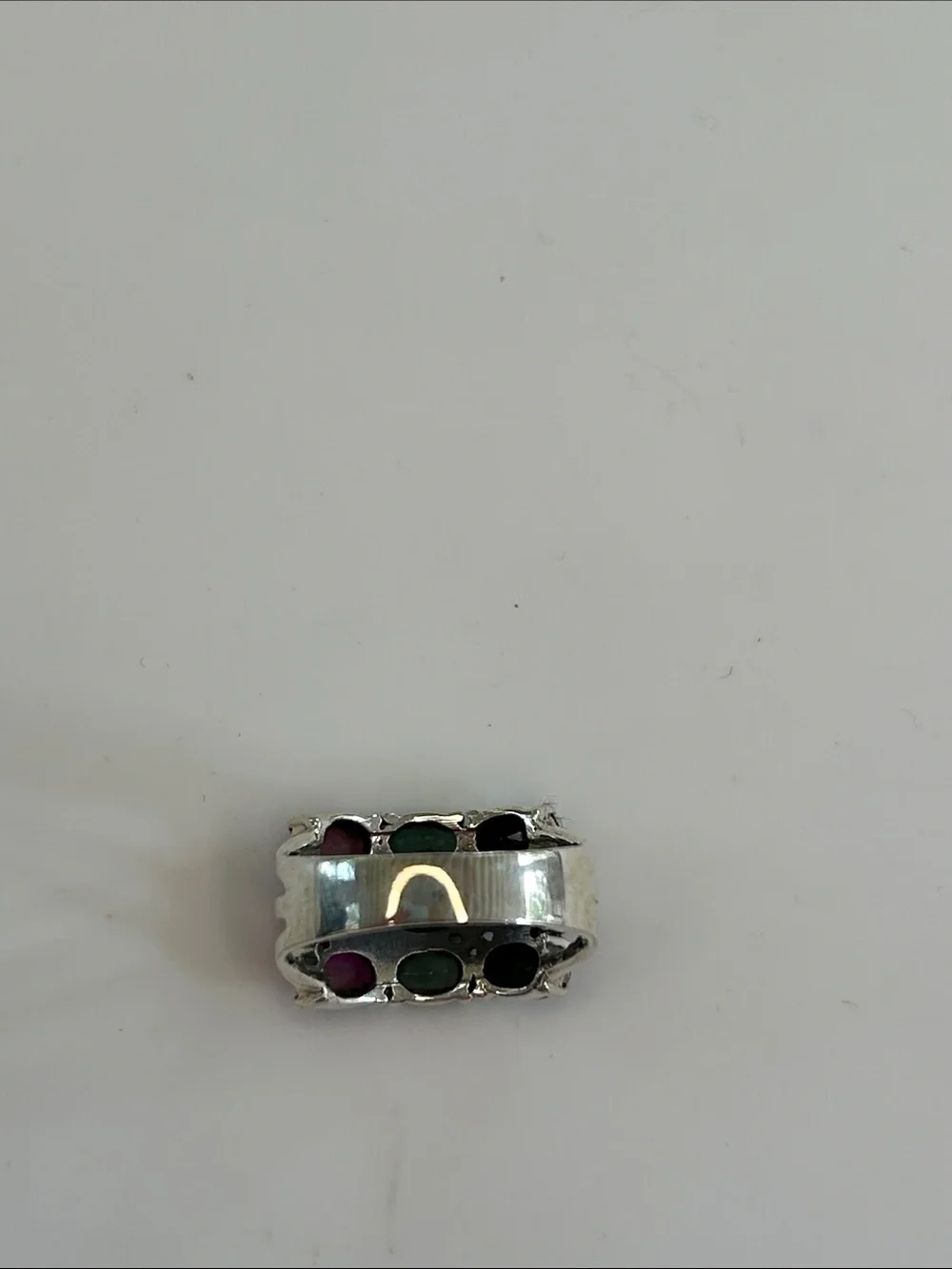 Sterling Silver Ruby Emerald Sapphire Multi-Gemstone Band Ring Size 6.75